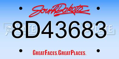 8D43683 South Dakota License Plate