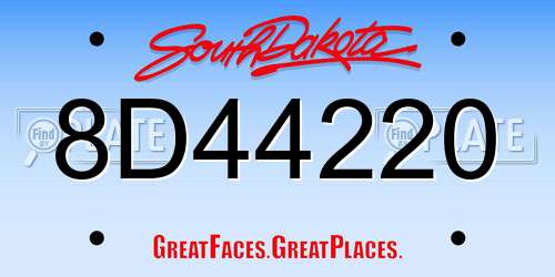 8D44220 South Dakota License Plate