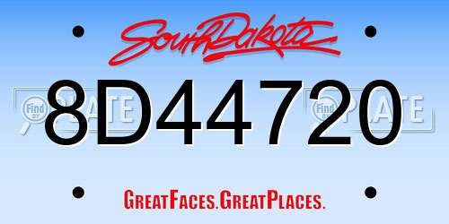 8D44720 South Dakota License Plate