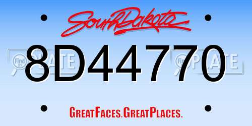 8D44770 South Dakota License Plate