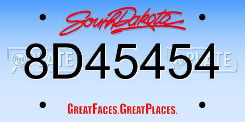 8D45454 South Dakota License Plate