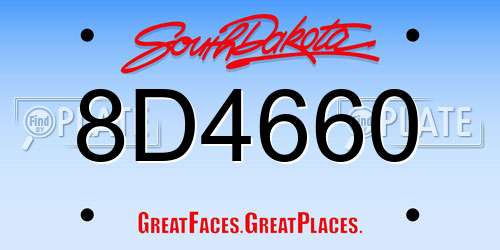 8D4660 South Dakota License Plate