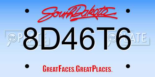 8D46T6 South Dakota License Plate