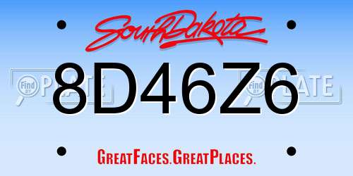 8D46Z6 South Dakota License Plate