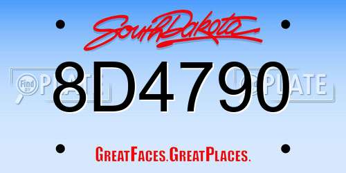 8D4790 South Dakota License Plate