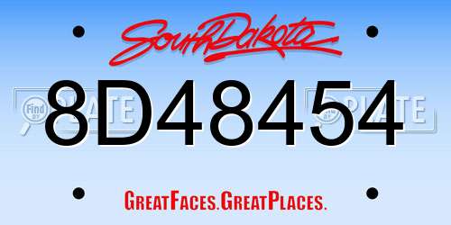 8D48454 South Dakota License Plate