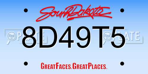 8D49T5 South Dakota License Plate