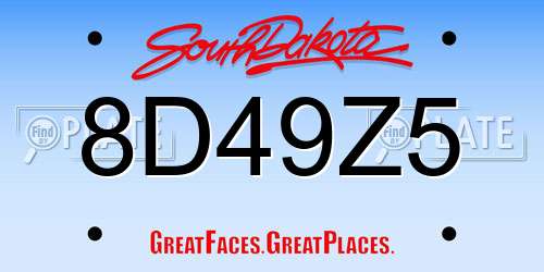8D49Z5 South Dakota License Plate