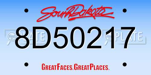 8D50217 South Dakota License Plate