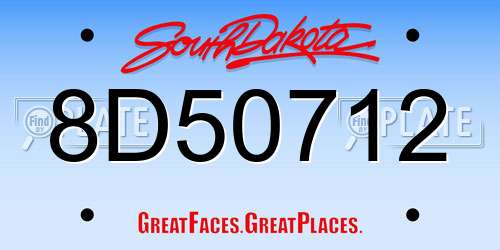 8D50712 South Dakota License Plate