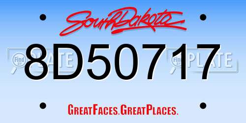 8D50717 South Dakota License Plate