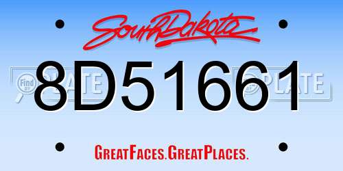 8D51661 South Dakota License Plate
