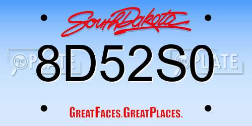 8D52S0 South Dakota License Plate