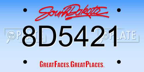 8D5421 South Dakota License Plate