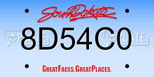 8D54C0 South Dakota License Plate