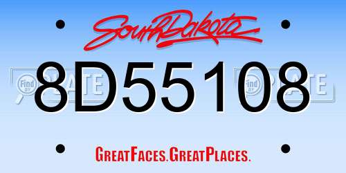 8D55108 South Dakota License Plate