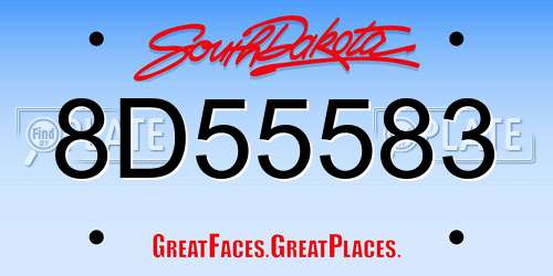 8D55583 South Dakota License Plate