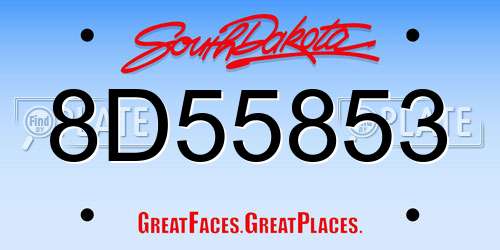 8D55853 South Dakota License Plate