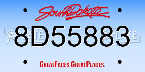 8D55883 South Dakota License Plate
