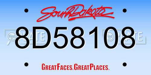 8D58108 South Dakota License Plate