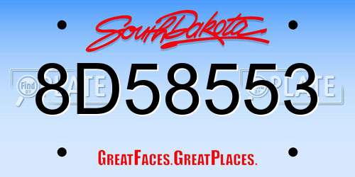 8D58553 South Dakota License Plate