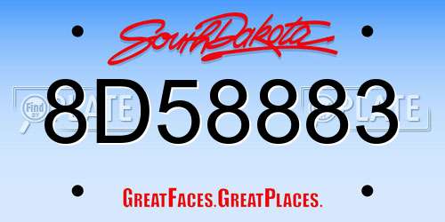 8D58883 South Dakota License Plate