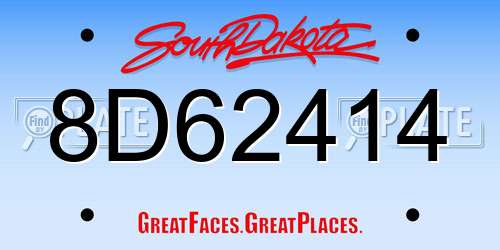 8D62414 South Dakota License Plate