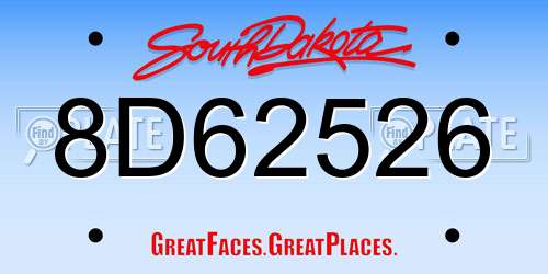 8D62526 South Dakota License Plate