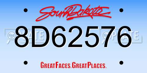 8D62576 South Dakota License Plate
