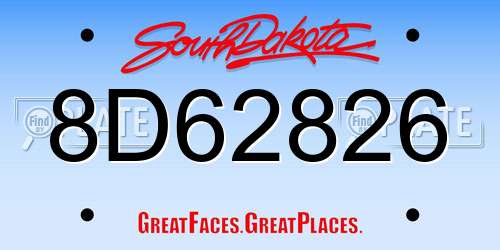 8D62826 South Dakota License Plate