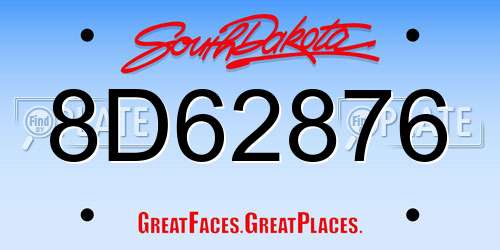 8D62876 South Dakota License Plate