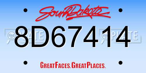 8D67414 South Dakota License Plate