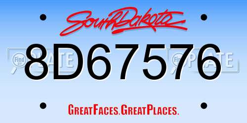 8D67576 South Dakota License Plate