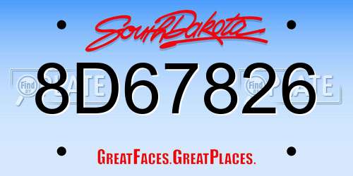 8D67826 South Dakota License Plate