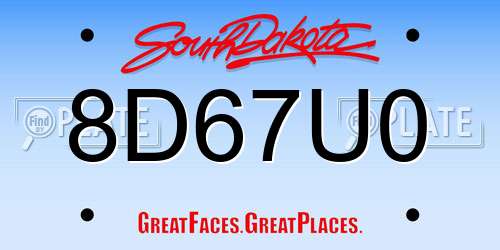 8D67U0 South Dakota License Plate