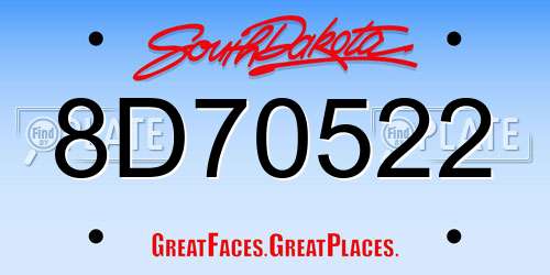 8D70522 South Dakota License Plate