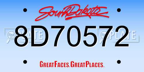 8D70572 South Dakota License Plate