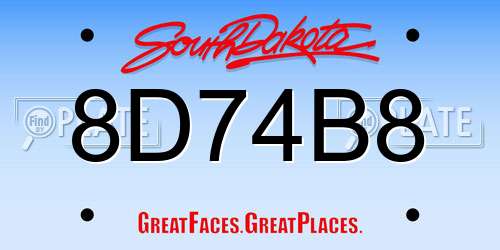 8D74B8 South Dakota License Plate
