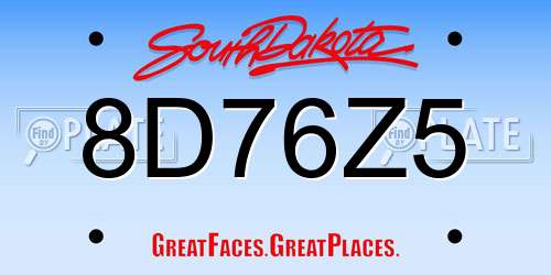 8D76Z5 South Dakota License Plate