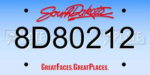 8D80212 South Dakota License Plate