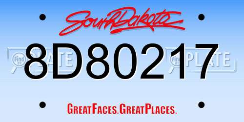 8D80217 South Dakota License Plate