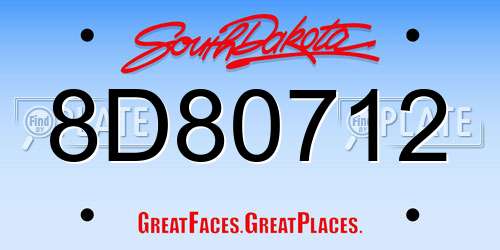 8D80712 South Dakota License Plate