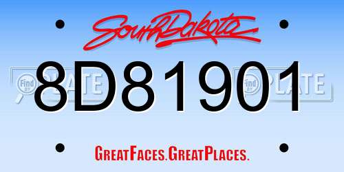 8D81901 South Dakota License Plate