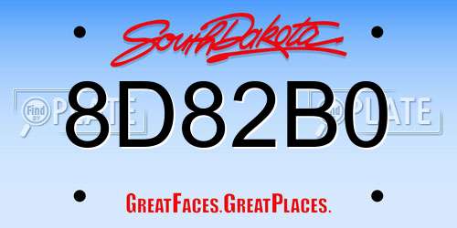 8D82B0 South Dakota License Plate