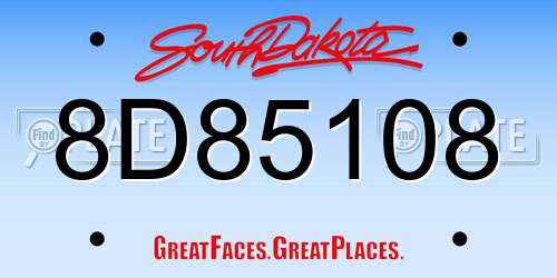 8D85108 South Dakota License Plate
