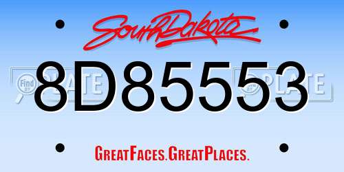 8D85553 South Dakota License Plate