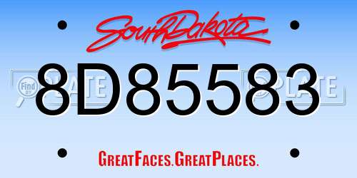8D85583 South Dakota License Plate