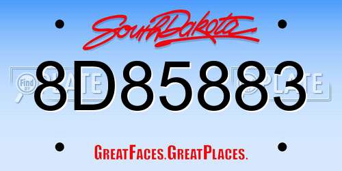 8D85883 South Dakota License Plate