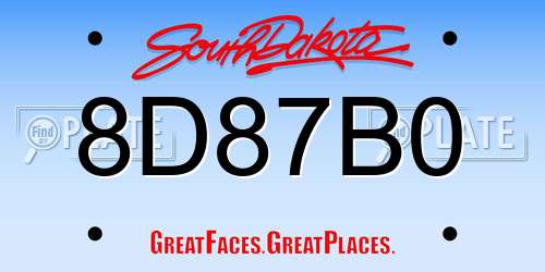 8D87B0 South Dakota License Plate