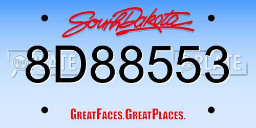 8D88553 South Dakota License Plate